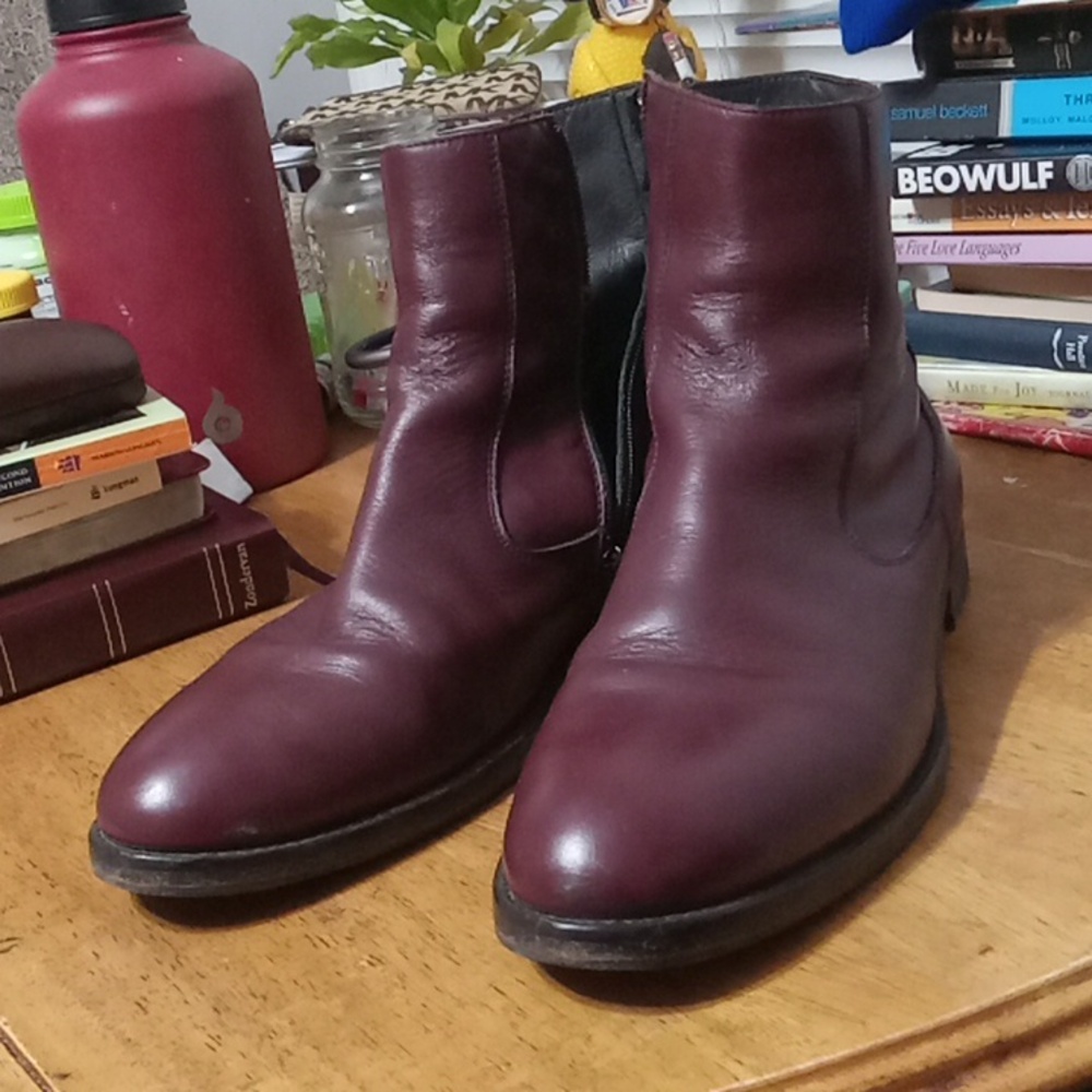 MOMA Italian Men's Deep Burgundy Leather Boots